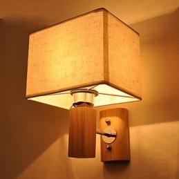 Luminária de parede simples, abajur de mesa de cabeceira com abajur de tecido e madeira maciça para quarto, cômoda, sala de estar, quarto de bebê