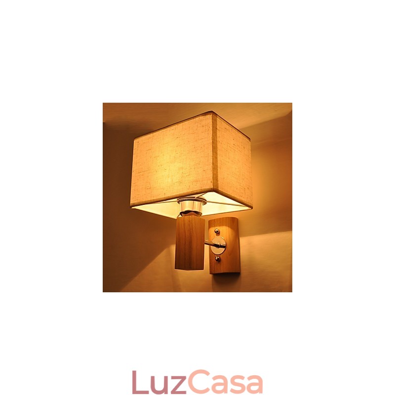 Luminária de parede simples, abajur de mesa de cabeceira com abajur de tecido e madeira maciça para quarto, cômoda, sala de estar, quarto de bebê
