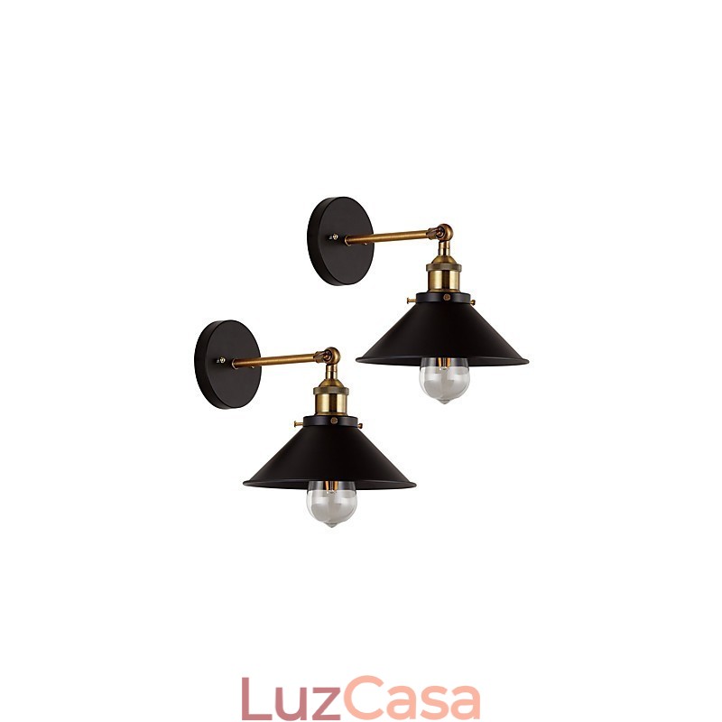 2 peças de arandelas de parede de metal, luminária de parede industrial, lâmpada vintage Edison Simplicity para iluminação de bar, café, clube