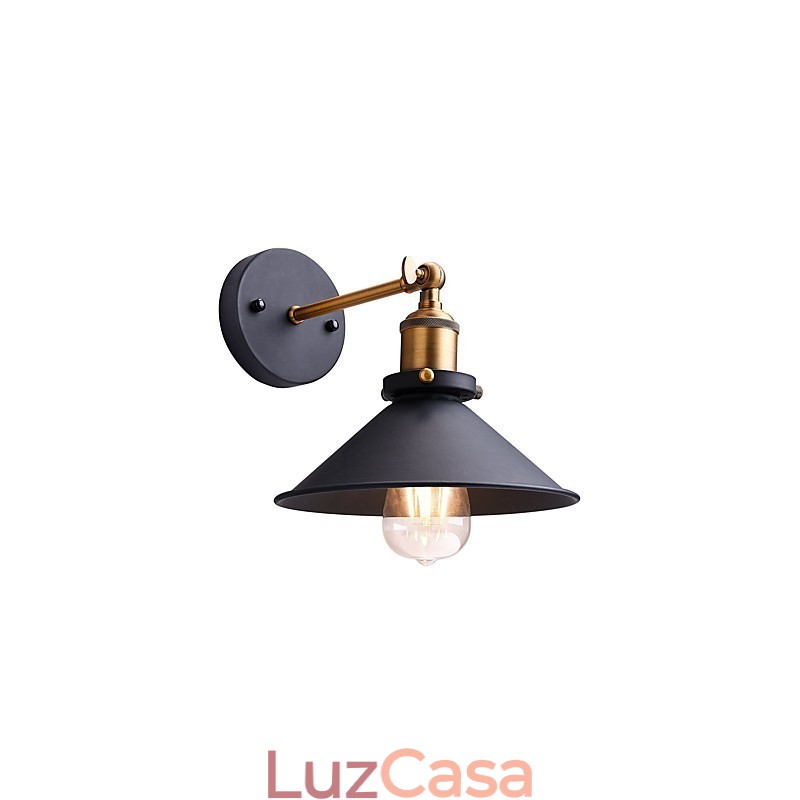 2 peças de arandelas de parede de metal, luminária de parede industrial, lâmpada vintage Edison Simplicity para iluminação de bar, café, clube