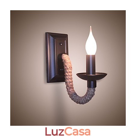 Luminária de parede retrô de corda de cânhamo personalidade criativa barra de ferro lâmpada de vela Luminária de parede retrô de corda de cânhamo personalidade criativa barra de ferro lâmpada de vela