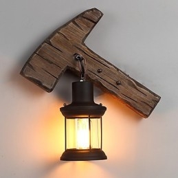 Luminária de parede de pintura de metal de madeira vintage retrô industrial de cabeça única para decoração de corredor de hotel em casa