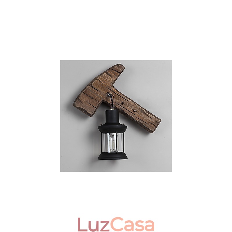 Luminária de parede de pintura de metal de madeira vintage retrô industrial de cabeça única para decoração de corredor de hotel em casa