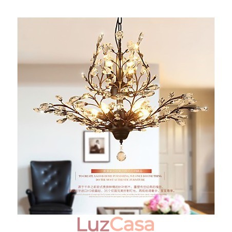 Vintage Crystal Flush Mount 8 Luzes Metal Pintura Preto OU Dourado Vintage Crystal Flush Mount 8 Luzes Metal Pintura Preto OU Dourado