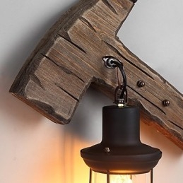 Luminária de parede de pintura de metal de madeira vintage retrô industrial de cabeça única para decoração de corredor de hotel em casa