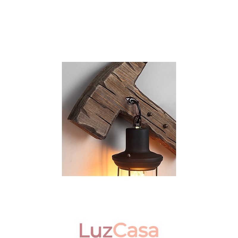 Luminária de parede de pintura de metal de madeira vintage retrô industrial de cabeça única para decoração de corredor de hotel em casa