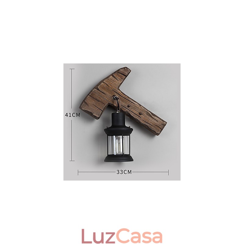Luminária de parede de pintura de metal de madeira vintage retrô industrial de cabeça única para decoração de corredor de hotel em casa