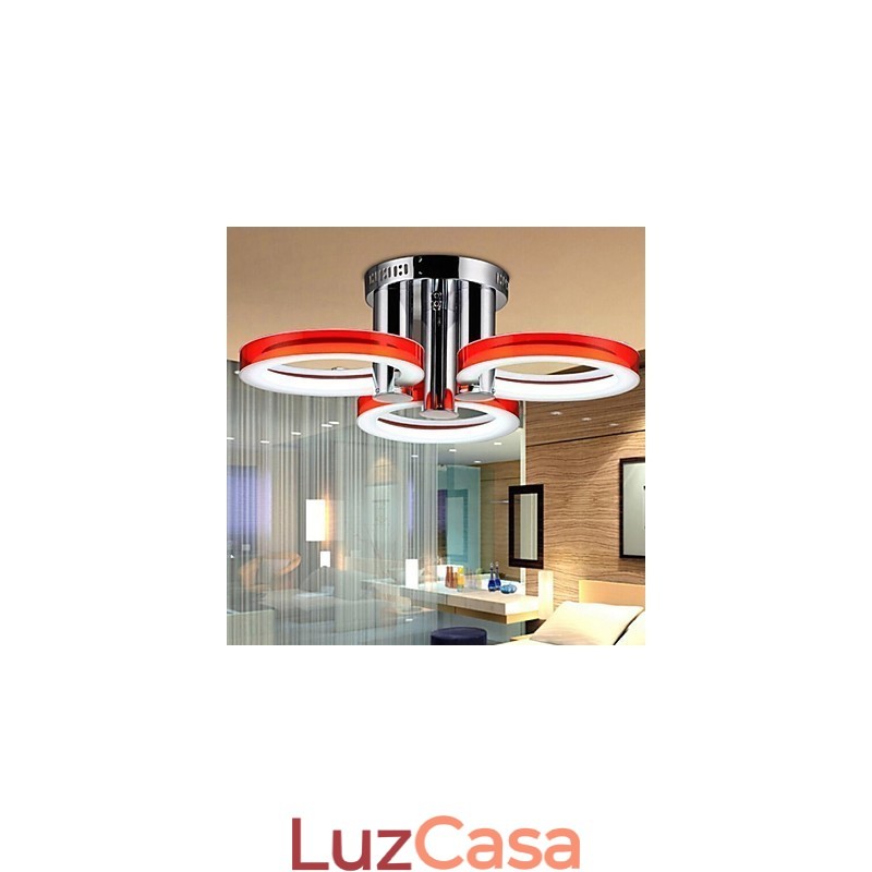 Lustre moderno contemporâneo de metal cromado com montagem embutida