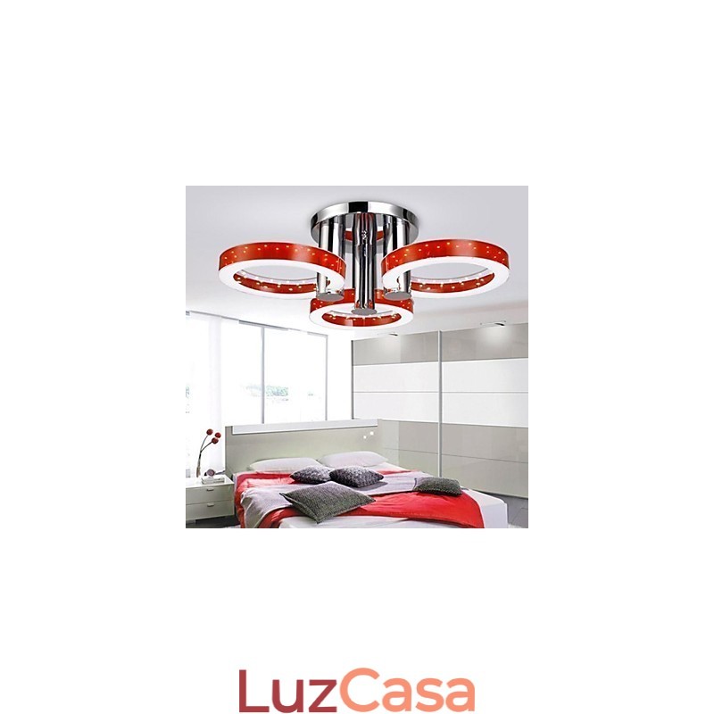 Lustre moderno contemporâneo de metal cromado com montagem embutida