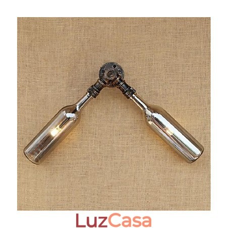 Retro American Village Creative Industry Wind Designer Garrafa de Água Luminária de Parede Luz de Parede Cinza