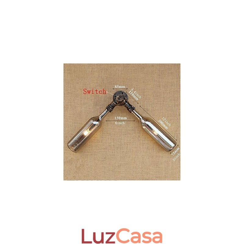 Retro American Village Creative Industry Wind Designer Garrafa de Água Luminária de Parede Luz de Parede Cinza