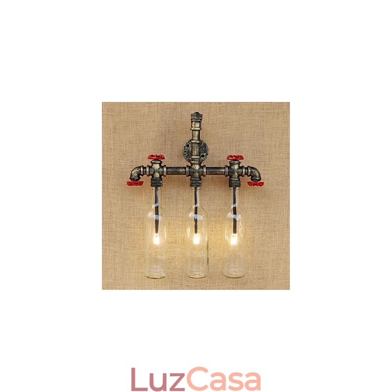Interruptor de vento industrial retrô Garrafa de água Lâmpada de parede Luz de parede