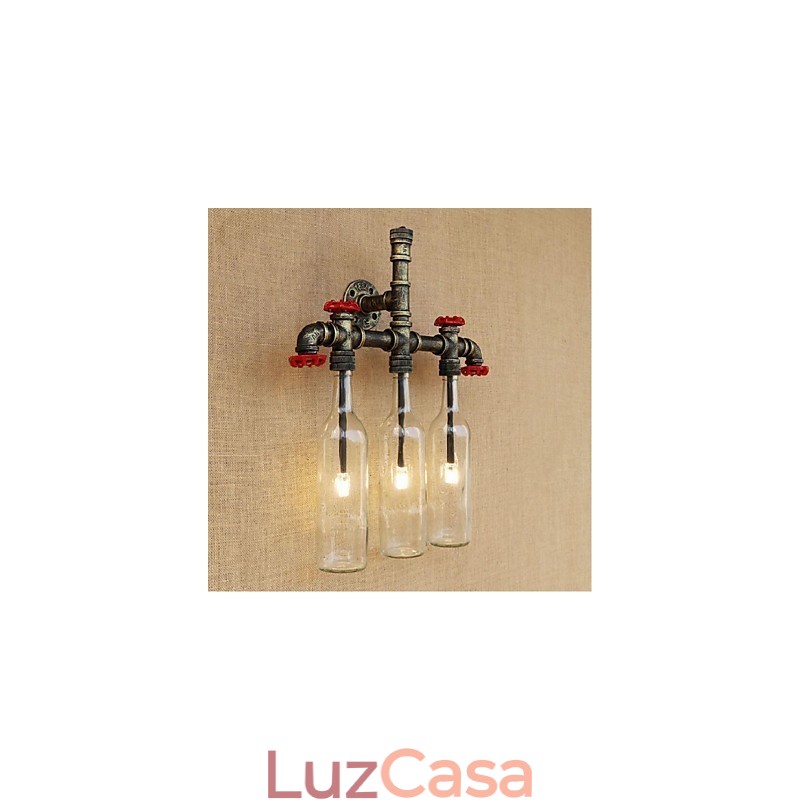 Interruptor de vento industrial retrô Garrafa de água Lâmpada de parede Luz de parede