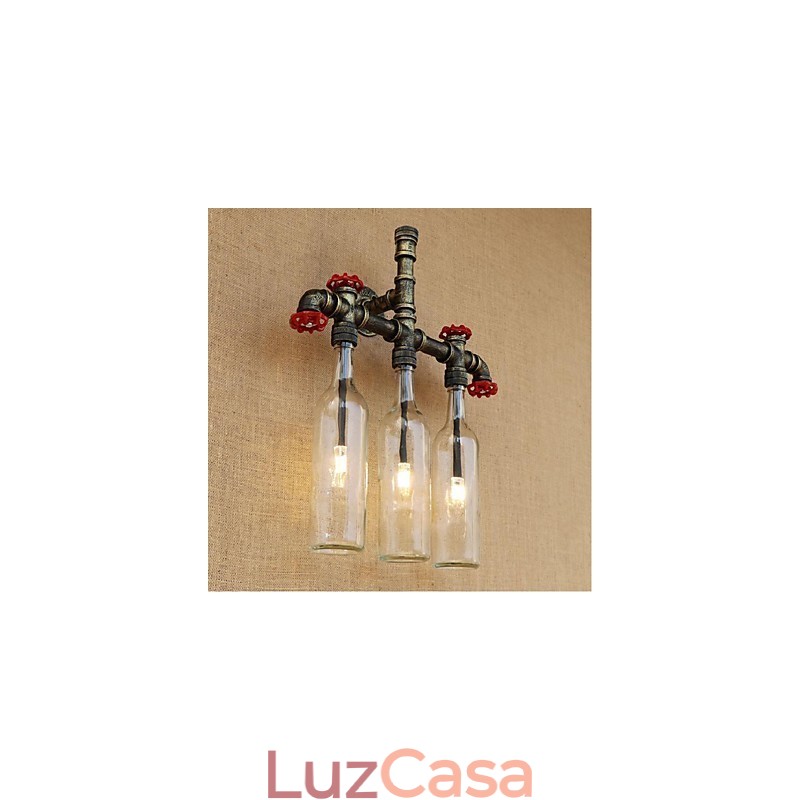 Interruptor de vento industrial retrô Garrafa de água Lâmpada de parede Luz de parede
