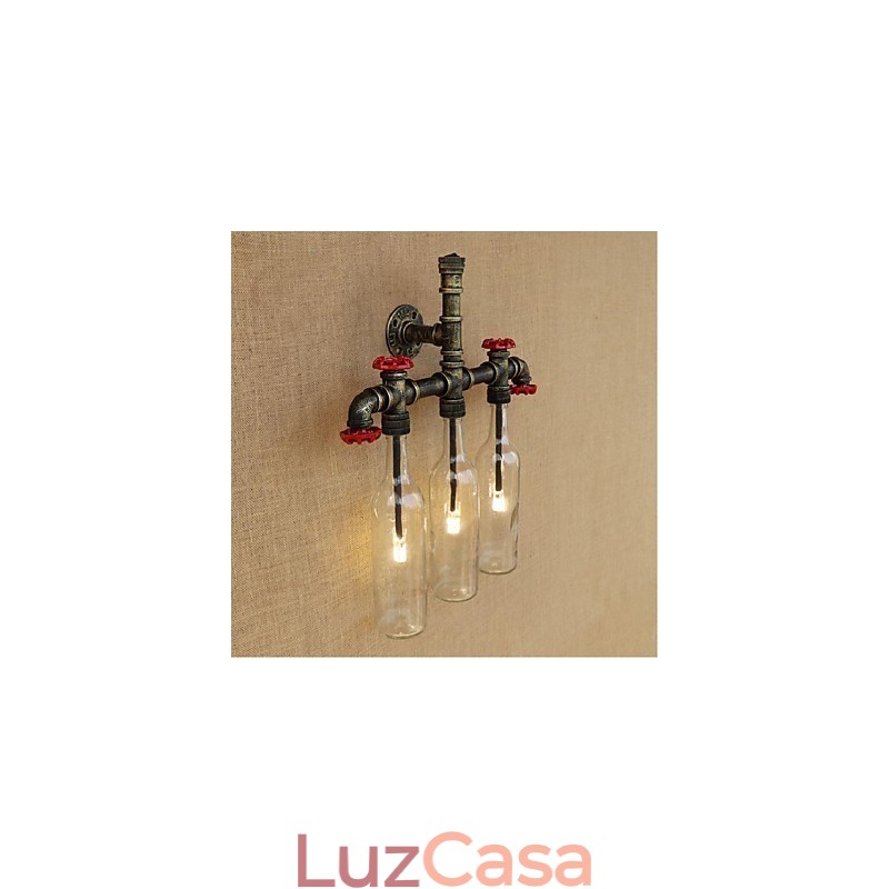 Interruptor de vento industrial retrô Garrafa de água Lâmpada de parede Luz de parede