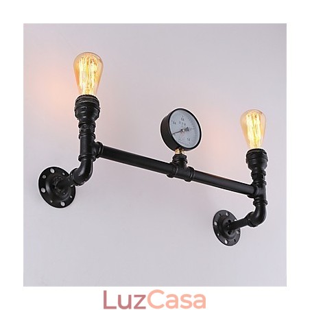 Luminárias de parede de tubo industrial vintage, luzes pretas criativas, iluminação de decoração de restaurante, café, bar, com acabamento pintado de 2 luzes Luminárias de parede de tubo industrial vintage, luzes pretas criativas, iluminação de decoração de restaurante, café, bar, com acabamento pintado de 2 luzes