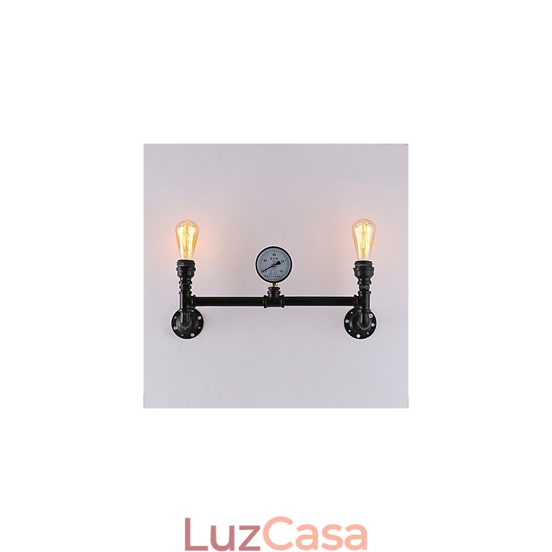 Luminárias de parede de tubo industrial vintage, luzes pretas criativas, iluminação de decoração de restaurante, café, bar, com acabamento pintado de 2 luzes