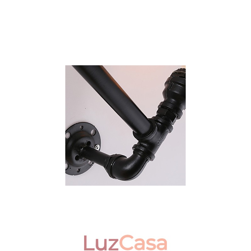 Luminárias de parede de tubo industrial vintage, luzes pretas criativas, iluminação de decoração de restaurante, café, bar, com acabamento pintado de 2 luzes