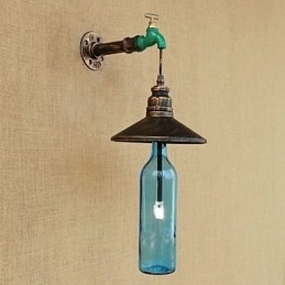 Tubo de ferro Retro Bar Hotel Decoração Tubo Garrafa Lâmpada de parede