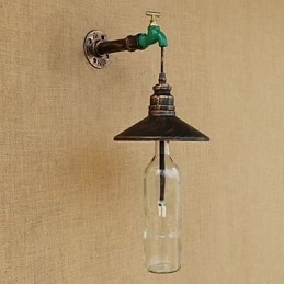 Tubo de ferro Retro Bar Hotel Decoração Tubo Garrafa Lâmpada de parede
