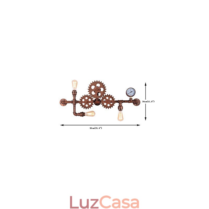 Luminárias de parede vintage industriais em formato de leme de madeira, luzes giratórias criativas para decoração de restaurante, café, bar