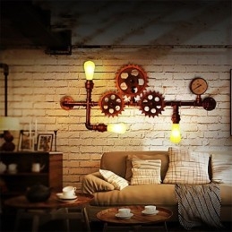 Luminárias de parede vintage industriais em formato de leme de madeira, luzes giratórias criativas para decoração de restaurante, café, bar