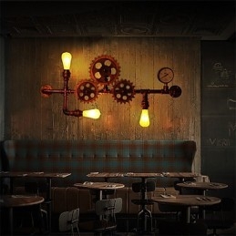 Luminárias de parede vintage industriais em formato de leme de madeira, luzes giratórias criativas para decoração de restaurante, café, bar