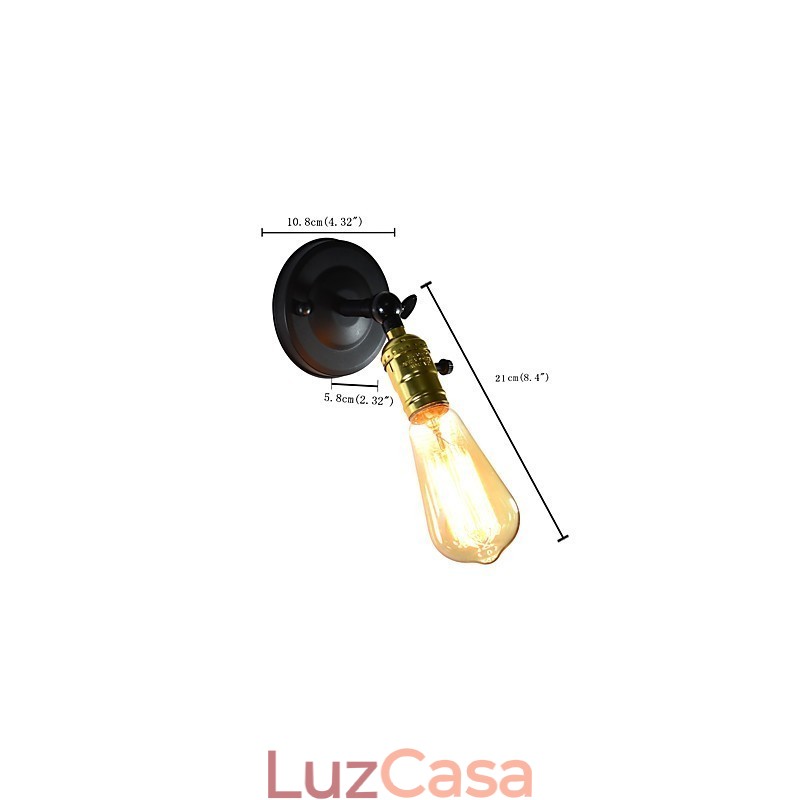 Luminária de parede de ferro preta simples retrô luminária de parede de cabeça única luminária de parede decorativa estilo europeu