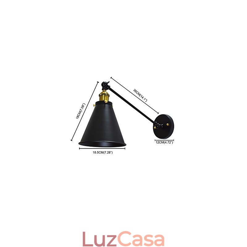 Luminária de parede de ferro Buzz Paint, luminária de parede única, abajur preto e branco, sabre de luz, na parede