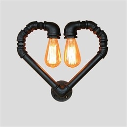 Vintage Water Pipe Loving Heart Creative Wall Lights Industrial Sala de estar Restaurante Bares Café decoração Wall Spots