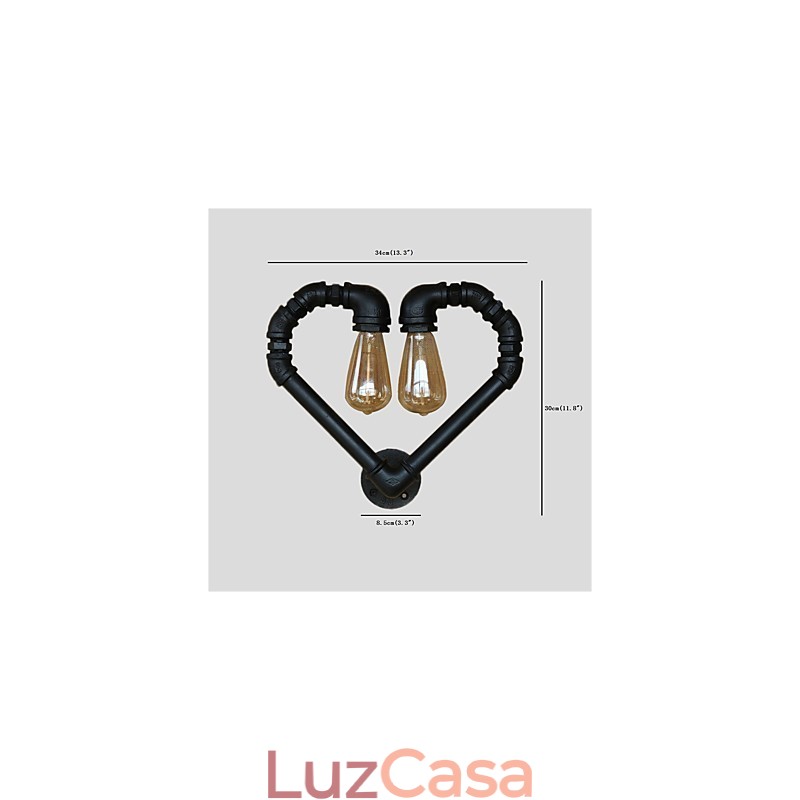 Vintage Water Pipe Loving Heart Creative Wall Lights Industrial Sala de estar Restaurante Bares Café decoração Wall Spots