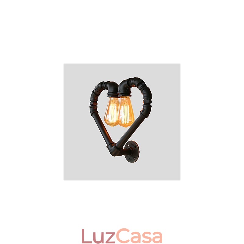 Vintage Water Pipe Loving Heart Creative Wall Lights Industrial Sala de estar Restaurante Bares Café decoração Wall Spots