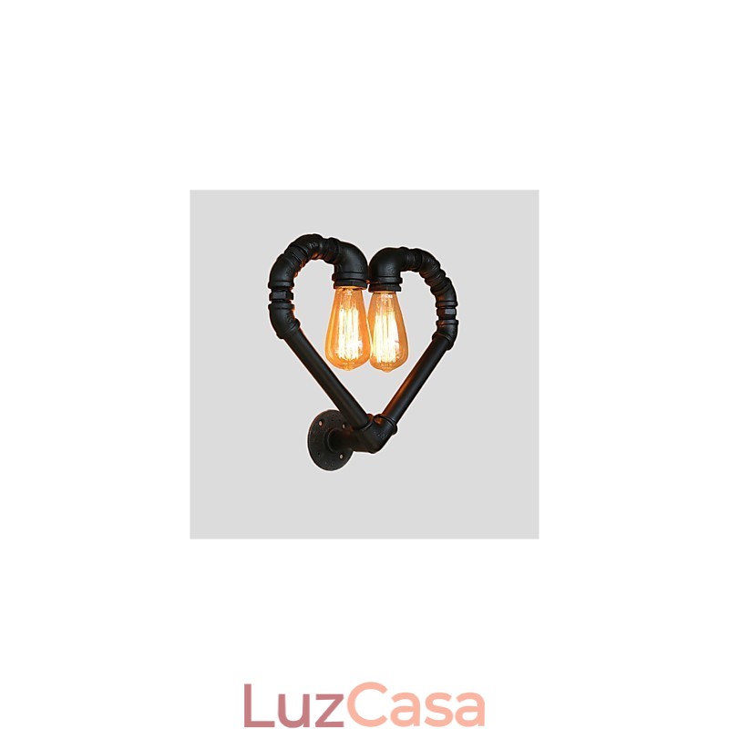 Vintage Water Pipe Loving Heart Creative Wall Lights Industrial Sala de estar Restaurante Bares Café decoração Wall Spots