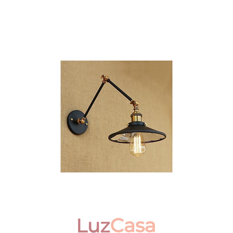 Lodge rústico Country Retro galvanizado com recurso para luz ambiente de braço oscilante estilo mini