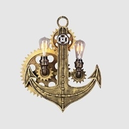 Luminárias de parede industriais vintage em forma de engrenagem de madeira Luzes giratórias criativas para decoração de restaurante, café, bar