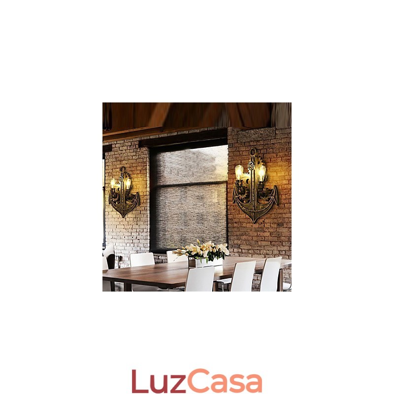 Luminárias de parede industriais vintage em forma de engrenagem de madeira Luzes giratórias criativas para decoração de restaurante, café, bar