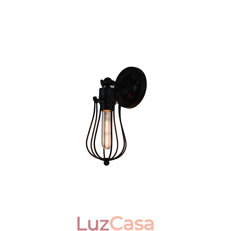 Luminária de parede de aço pintado, decoração de café americano preto e branco, luminária de parede retrô, lâmpada de sabre de luz na parede