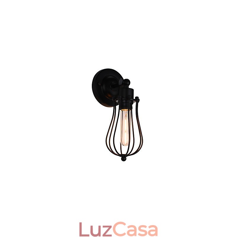 Luminária de parede de aço pintado, decoração de café americano preto e branco, luminária de parede retrô, lâmpada de sabre de luz na parede