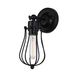 Luminária de parede de aço pintado, decoração de café americano preto e branco, luminária de parede retrô, lâmpada de sabre de luz na parede