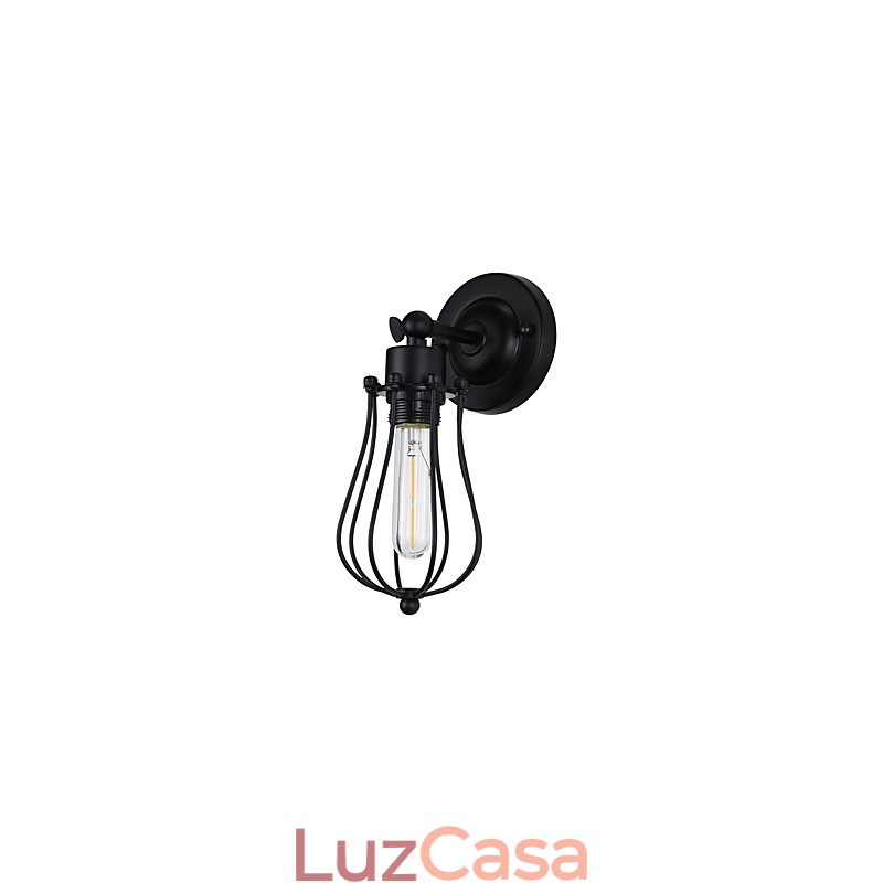 Luminária de parede de aço pintado, decoração de café americano preto e branco, luminária de parede retrô, lâmpada de sabre de luz na parede