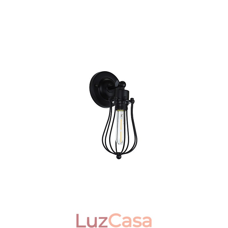 Luminária de parede de aço pintado, decoração de café americano preto e branco, luminária de parede retrô, lâmpada de sabre de luz na parede