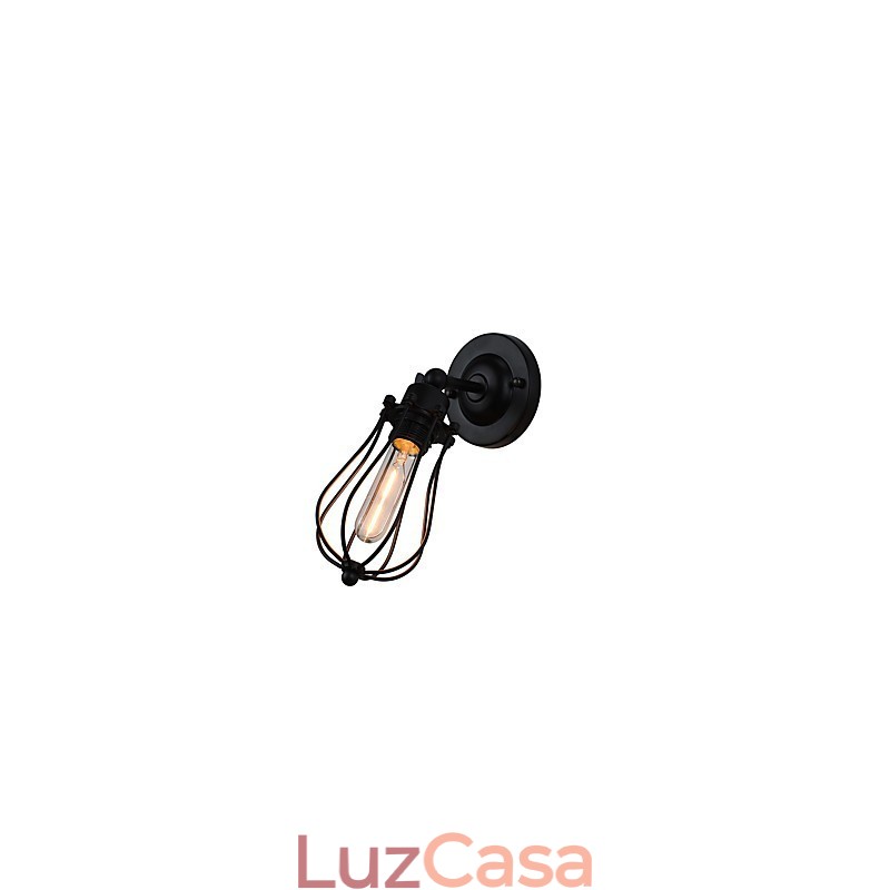Luminária de parede de aço pintado, decoração de café americano preto e branco, luminária de parede retrô, lâmpada de sabre de luz na parede