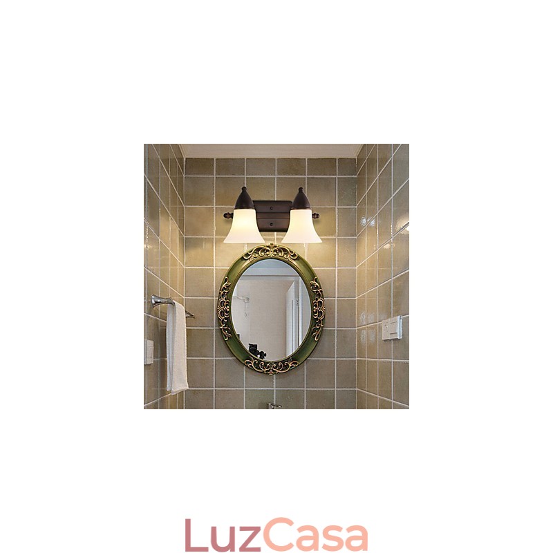 Acabamento em óxido preto rústico Lodge, recurso para proteção dos olhos, arandelas de parede com luz ambiente, luminária de parede