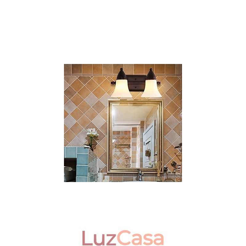 Acabamento em óxido preto rústico Lodge, recurso para proteção dos olhos, arandelas de parede com luz ambiente, luminária de parede