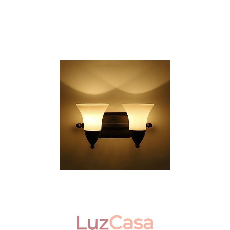 Acabamento em óxido preto rústico Lodge, recurso para proteção dos olhos, arandelas de parede com luz ambiente, luminária de parede