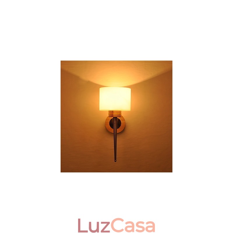 Luminária de parede simples, abajur de mesa de cabeceira com cúpula de vidro e madeira maciça para quarto, cômoda, sala de estar, quarto de bebê