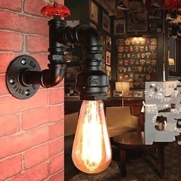 Pintura rústica de chalé para arandelas de parede com luz ambiente