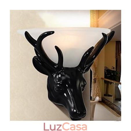 Luminária de parede contemporânea e contraída com cabeça de veado, luminária de parede criativa para sala de estar e quarto Luminária de parede contemporânea e contraída com cabeça de veado, luminária de parede criativa para sala de estar e quarto