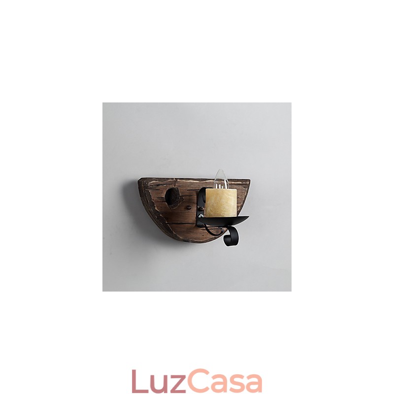 Pintura rústica de chalé para arandelas de parede estilo mini uplight, luminária de parede
