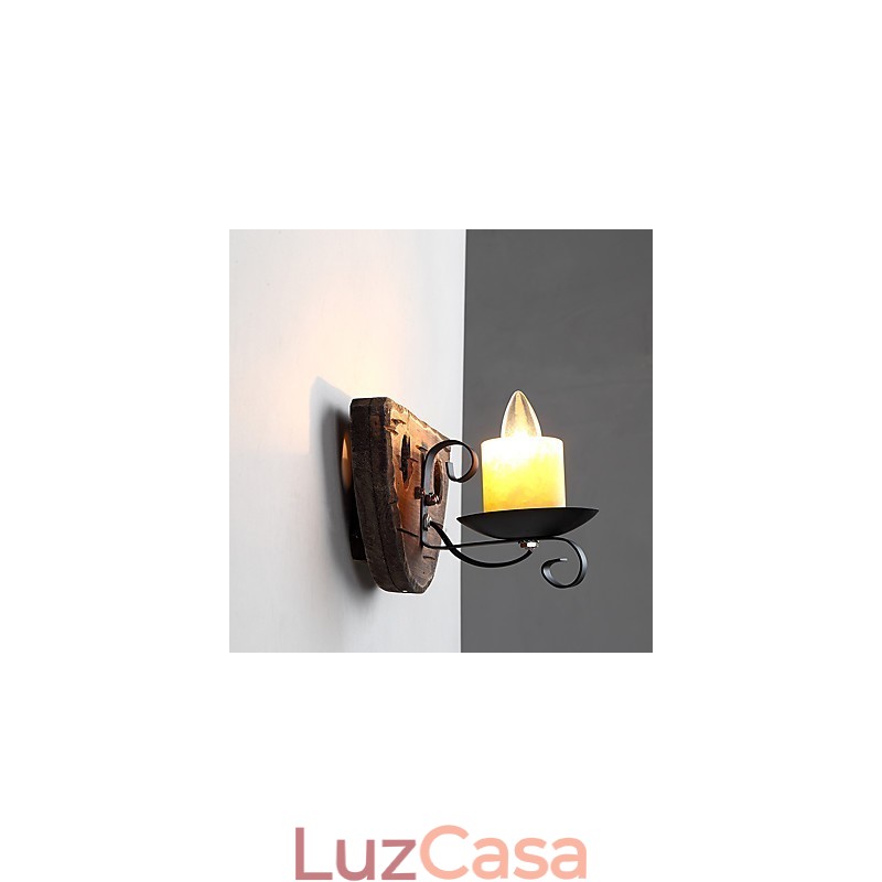 Pintura rústica de chalé para arandelas de parede estilo mini uplight, luminária de parede